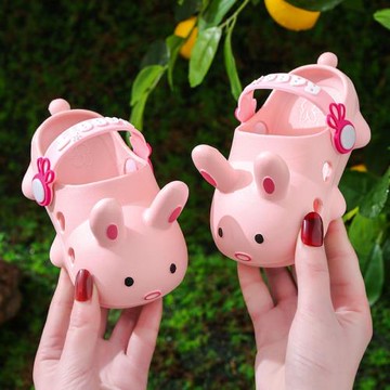 包頭防撞兔子兒童拖鞋夏男女童室內防滑軟底卡通小童寶寶洞洞鞋