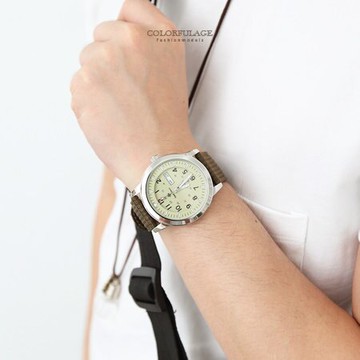 手錶 紳士型男軍用綠色帆布腕錶 搭戴SEIKO精工VX43石英機芯 柒彩年代【NE1469】單支售價