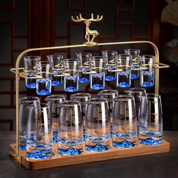 家用高檔白酒杯分酒器水晶玻璃輕奢小酒杯一口杯酒具套裝帶刻度