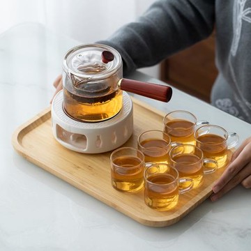 精致下午茶玫瑰花茶壺蠟燭加熱煮茶爐耐熱玻璃水果養生壺茶具套裝