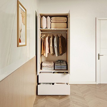 林氏木業空島雙門雙抽衣櫃 UV1D-原木色 (H014369572)