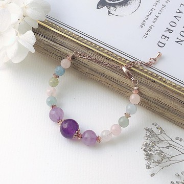 幻紫公主   紫水晶 摩根石 水晶手鏈 天然石 生日禮物