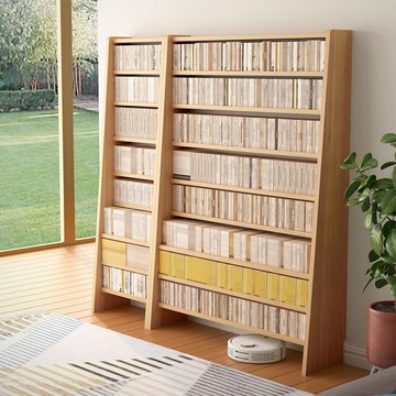 開發票 書櫃 書架 實木落地書架家用置物架書桌超薄收納架兒童簡易客廳云梯書柜子