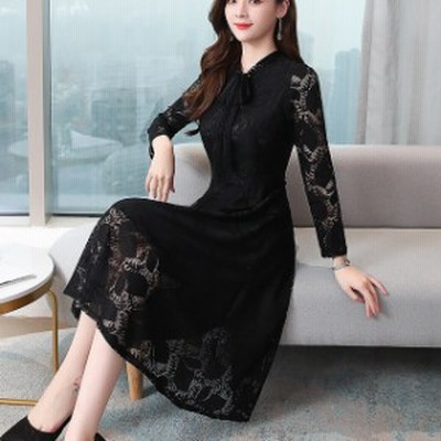 レース 透け感 トップス シースルー スタンドカラー長袖スリム 結婚式 総レース ひざ丈 ワンピース ワンピース レースワンピースドレス 通販 Lineポイント最大get Lineショッピング