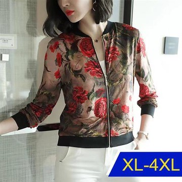 【韓國K.W.】玫瑰花語換季防曬輕薄透氣外套(防曬外套 涼感外套 短外套 )