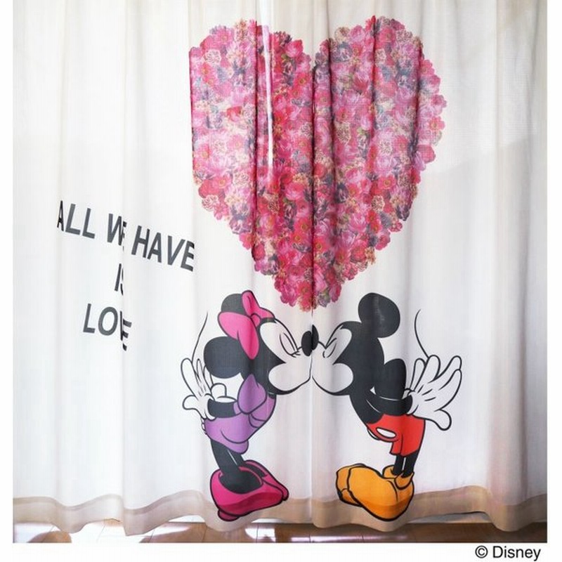 レースカーテン ディズニー Disney ミッキー ミニー ハート柄ー Uvカット見えにくいレースカーテン ディズニー ２枚組 通販 Lineポイント最大get Lineショッピング