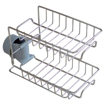 新錸家居 不鏽鋼 免打孔 瀝水置物架 雙層大容量 附調節墊片 廚房收納  銀色  1個