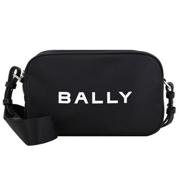 BALLY 6314695 RNN POUCH 燙印LOGO尼龍休閒斜背小包.黑