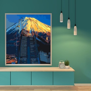 富士山夢之大橋 創意數字油畫 【風景畫 】