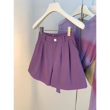 字短褲女2025初冬新款高腰顯瘦休閑黑色寬松垂感a外穿時尚闊腿褲