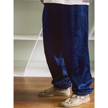 BTTJOB Navy blue silk pants藏青色絲綢輕便陳冠希堆積運動褲