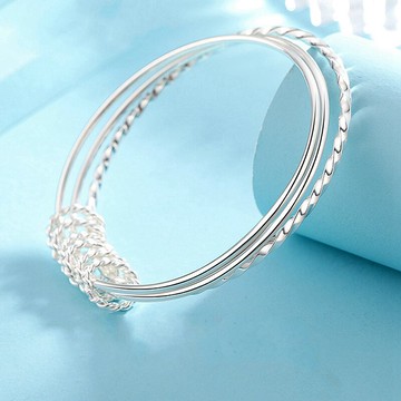 三生三世銀手鐲女三環簡約時尚送女朋友情人節禮物