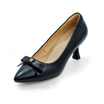 DIANA 全真皮精緻蝴蝶結尖頭高跟鞋 黑色 #54750