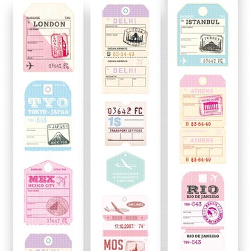 機票設計 OPP 封箱膠帶 (粉彩色系)