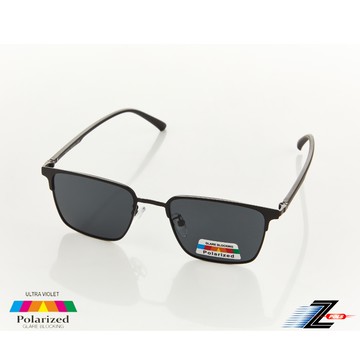 Z-POLS 頂級TR90彈性腳架搭帥氣金屬消光黑框 Polarized寶麗萊抗UV400偏光黑太陽眼鏡(舒適偏光鏡)