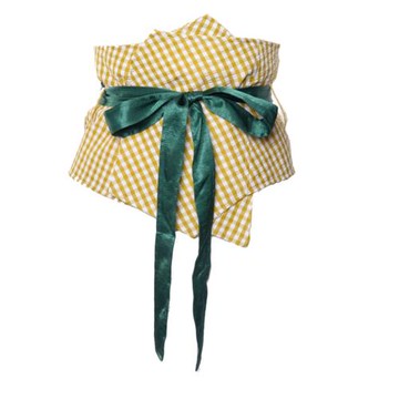 新日韓田園風甜美格紋特色女士綁帶束腰連衣裙布款寬腰封復古腰帶