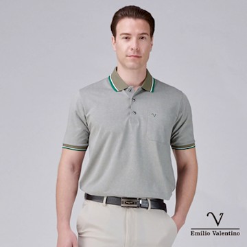 Emilio Valentino 范倫鐵諾 男短袖POLO衫 吸濕排汗 機能 綠 (66-5V9130)