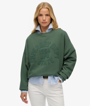 Superdry Women's Athletic Essentials Tonal Applique Crew Sweatshirt Green Size: 8