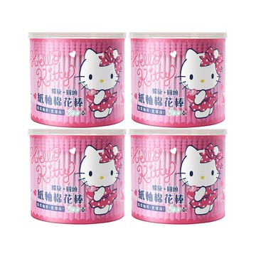 Sanrio Hello Kitty 螺旋+圓頭 紙軸棉花棒 300支X4盒 環保紙製軸桿 一邊圓頭一邊螺旋 巧思滿足不同需求