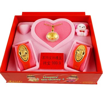 【童樂繪金飾】滿月古禮鎖片彌月套組 四款任選重0.1錢(彌月金飾)