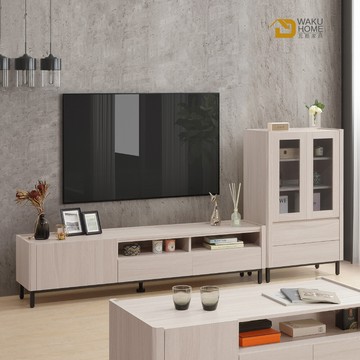 wakuhome 瓦酷家具miller清新簡約白榆木8.3l型組合電視櫃a011-715+717