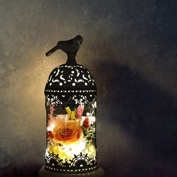 永生花燭臺擺設 - 復興時代 (橘紅)(小)