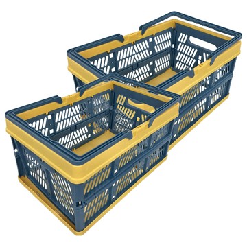 多功能用途可摺疊收納籃 海洋藍  中(38 x 25.5 x 20cm)  2個