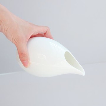 新中式創意大容量450ml 法餐湯汁壺 汁斗創意白色陶瓷尖嘴無柄壺