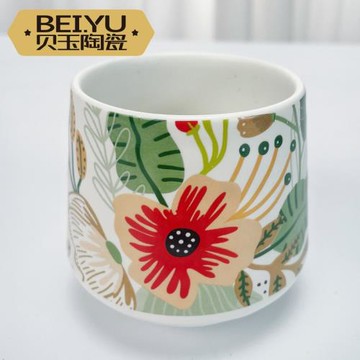 貝玉七彩云花朵小茶杯陶瓷杯無把品茗杯客杯景德鎮主人杯單杯