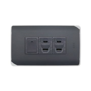 朝日電工 ds-1k2sh 縷光灰色系組合式單開關雙插座組