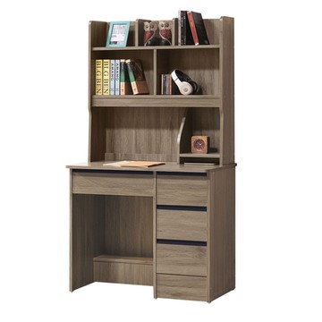 文創集 特爾 時尚3尺鋁條四抽書桌組合(三色可選)-90x50x162cm免組