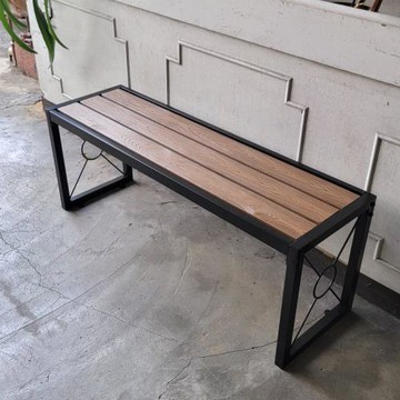 無背塑木長板椅-120*36*45cm(咖啡色)