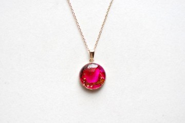 樹脂藝術 圓形墜飾・血色美學・20mm