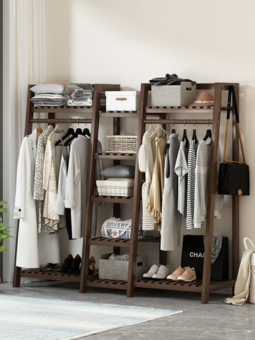 實木掛衣架衣帽架落地簡易家用落地木質簡約現代民宿置物衣架