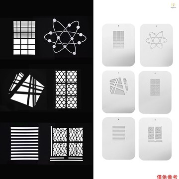 6 件/套 Gobos 顯卡金屬板帶空心圖案用於光學燈罩錐形聚焦冷凝器藝術特效異形光束光 Pho T1V