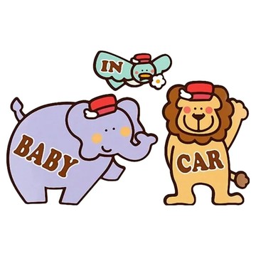 Kikka 日製車用造型磁鐵 - 汽車安全警示標誌  B紫象  B紫象 多色  1組