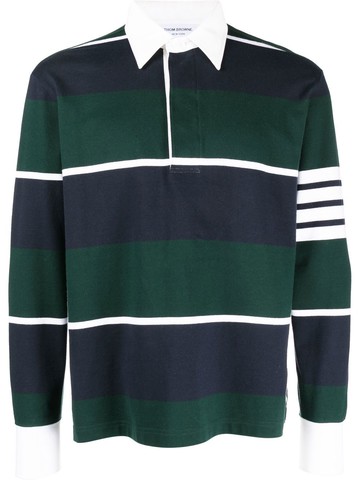 Thom Browne - 4-Bar stripe cotton polo shirt - men - Cotton - 4 - Blue