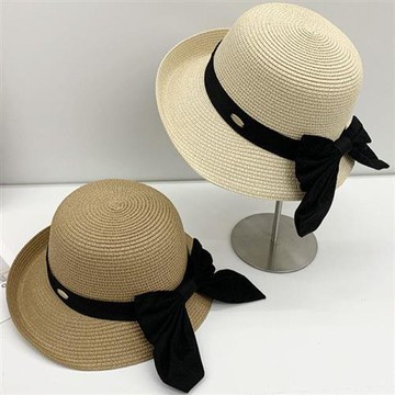 【巴黎精品】現貨+預購 渡假草帽高級法式遮陽帽名媛防曬帽禮帽草編帽子-捲邊蝴蝶結草編女帽子4色a1kl79