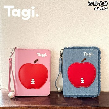 【蘋蘋安安】女士錢包 護照夾 收納包 零錢包 卡包 牛仔布藝 可愛蘋果刺繡 多功能分層 實用便攜 2025新款