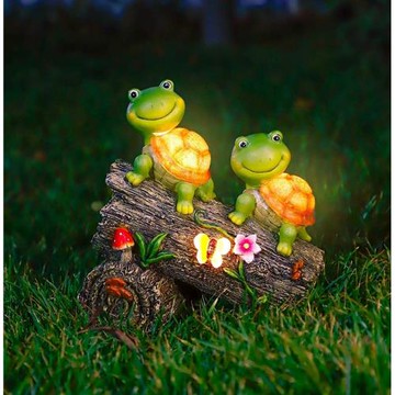 新款太陽能發光烏龜擺件戶外庭院花園草坪動物樹脂工藝品裝飾燈