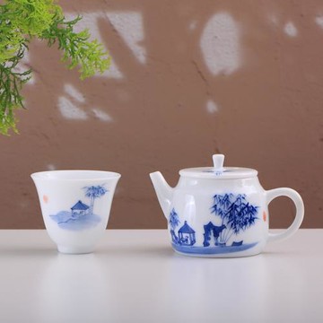 景德鎮陶瓷茶具釉下彩手繪青花小茶壺一人小號迷你泡茶壺球孔過濾