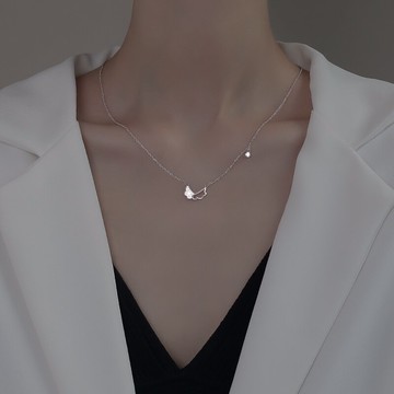 925純銀天使之翼項鏈女年新款夏冷淡風鎖骨鏈閨蜜二人款頸鏈