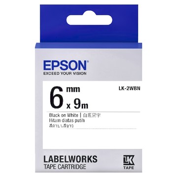 EPSON 標籤帶 LK-2WBN C53S652401 6mm  白底黑字  9m