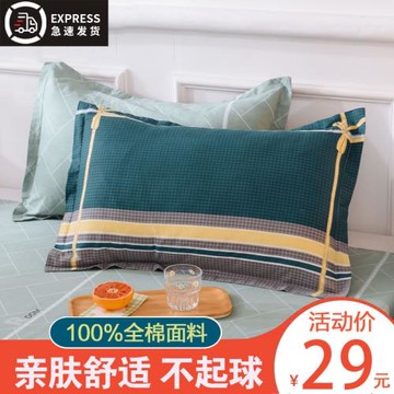 全棉枕套一對裝家用枕頭套純棉加厚大號整頭套單人雙人簡約北歐風