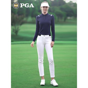 【2件5折】美國PGA 女裝春季上衣polo衫休閑長袖修身t恤 速干