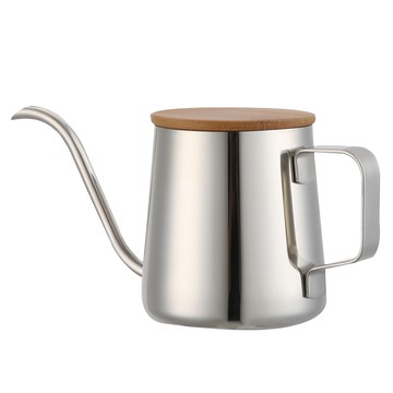 不鏽鋼手沖壺 350ml 4mm極細壺嘴  細口手沖壺 + 竹蓋  1組
