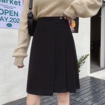 胖mm不規則半身裙女春秋款顯瘦百褶中裙大碼遮胯大腿粗百搭a字裙