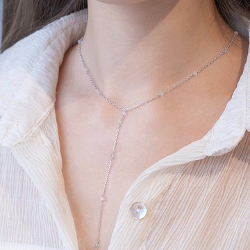 月光石mix藍托帕石925純銀果實Y字項鍊