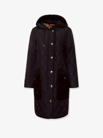 Quilted nylon jacket with hood, snap buttons and front pockets with flap and button - BURBERRY - gender_Woman