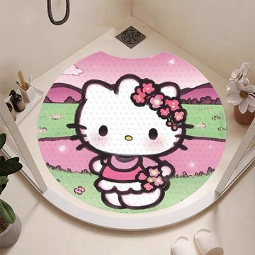 ✨臺灣出貨✨HelloKitty圓形吸盤墊浴室專用防滑防摔墊老人兒童洗澡淋浴房腳墊